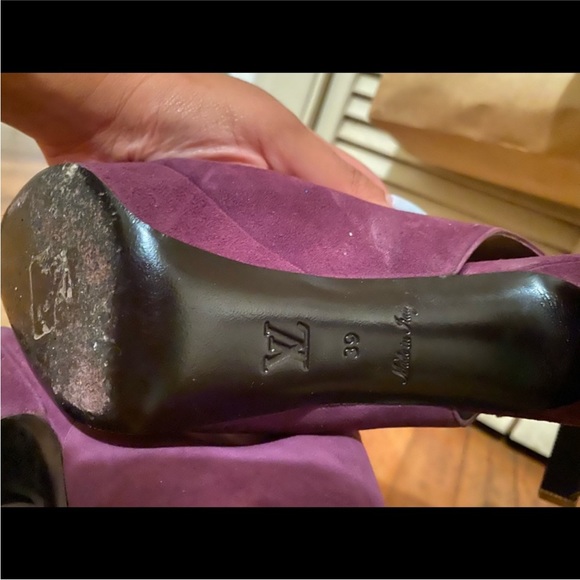 Louis Vuitton Violet Peep Toe Bootie Heels - Picture 5 of 6